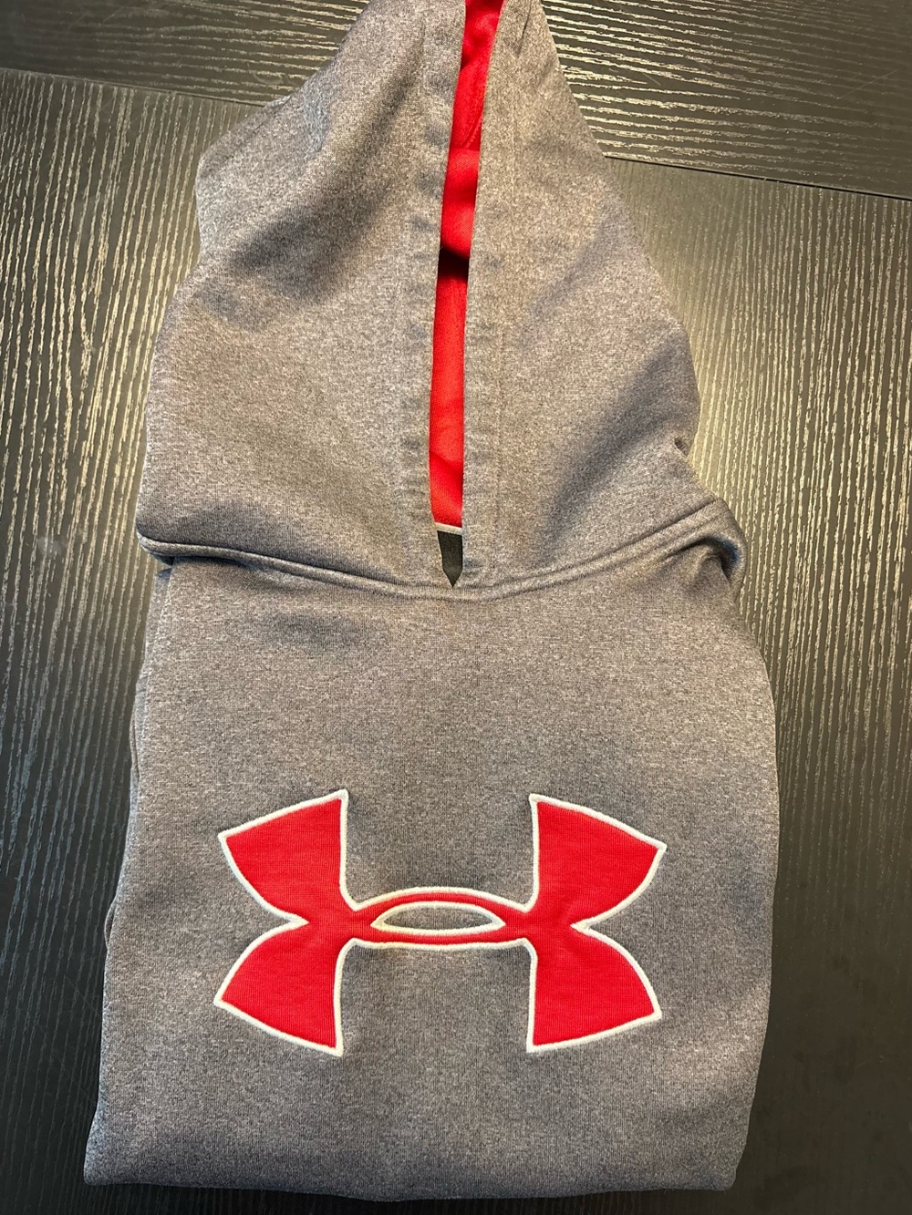 Under Armour Youth Large Gray & Red Big Logo Fleece Hoodie YLG